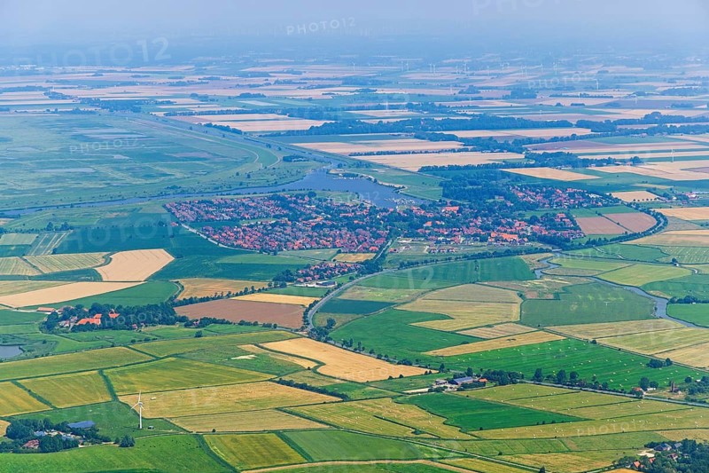 Aerial view, Greetsiel, East Frisia, Lower Saxony, Germany