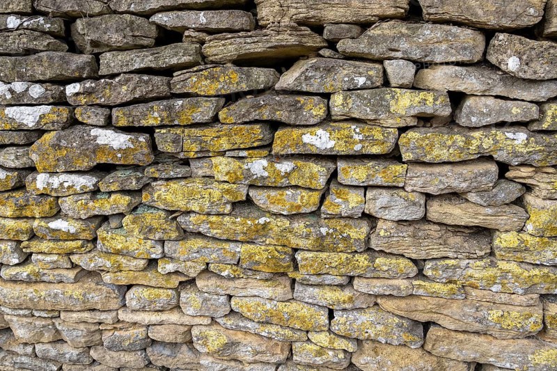 Stone wall, Bibury, The Cotswolds, England, Great Britain
