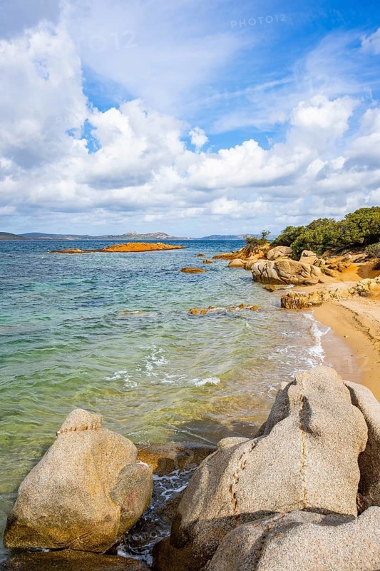 Coast side at Costa Smeralda on a cloudy day, Sardinia, Italy