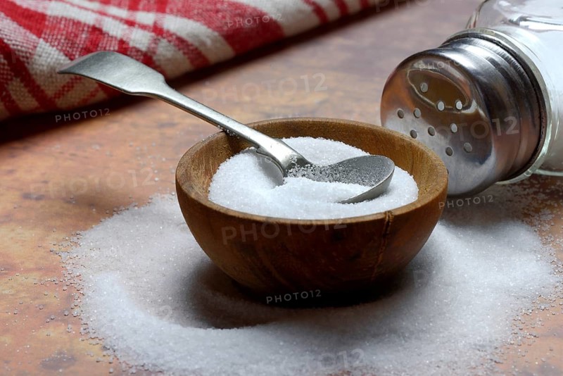 Salt in bowl and salt shaker, table salt