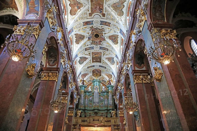 Nave and main altar in the Jasna Gora monastery basilica in Czestochowa, Poland