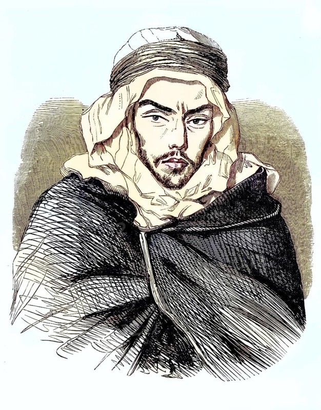 Bou-Maza, born as Si Mohamed ben Abdallah, ca. 1822-1879, a well-known Arab leader during the Algerian resistance against French conquest in the 19th century, illustration, reproduction from a model from the 19th century. Authentic, file restored for optimal use, exact date of original unknown, historical, nostalgically colored