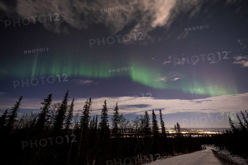 Northern Lights (Aurora borealis) over Gällivare, Norrbotten, Lapland, Sweden, November 2022
