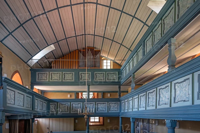Multi-storey gallery in the church of St. Peter and Paul, Ermreuth, Upper Franconia, Bavaria, Germany