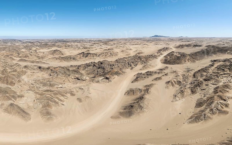 Aerial view, dry barren mountains in Moon Valley, rocky landscape ridged by erosion, Namib-Naukluft Park, Namib Desert, Namibia