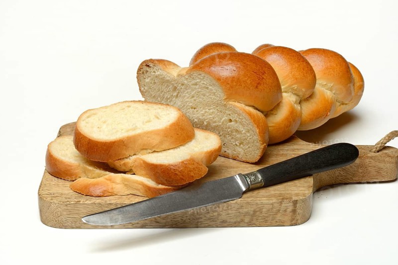 Sliced butter braid with knife