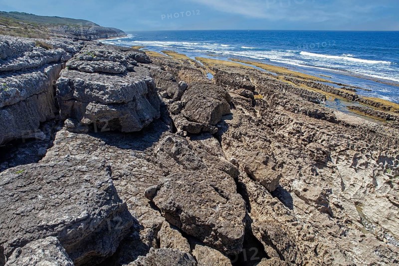 San Vicente cliffs along the coast trail near San Vicente de la Barquera, Santander, Cantabria, Spain