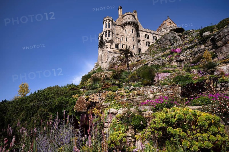 Castle, castle, subtropical garden, St Michael's Mount, Cornwall, England, Great Britain, Great Britain