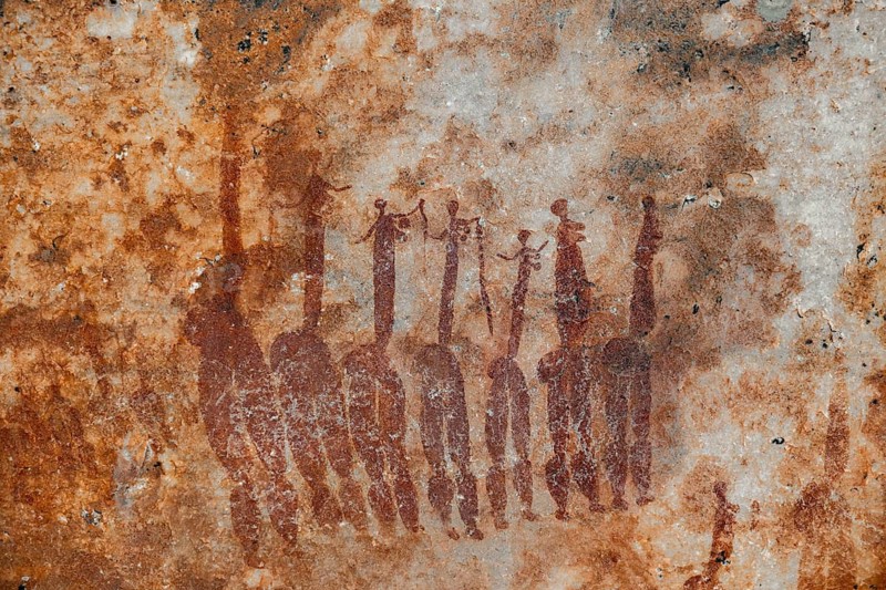 Prehistoric People, Ancient Rock Carving of the San, Indigenous People of South Africa, Sevilla Rock Art Trail, Cedar Mountains, Clanwilliam, Western Cape, Republic of South Africa