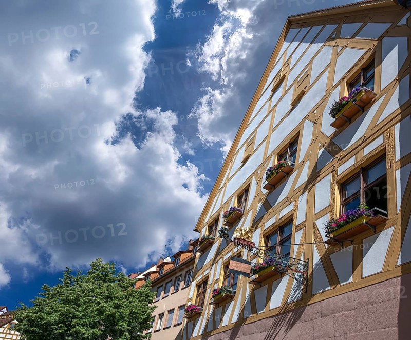 Historic half-timbered house, dated 1390, conversions from 1600, today the seat of the Friends of the Old Town Nuremberg, Weißgerbergasse 10, Nuremberg, Middle Franconia, Bavaria, Germany