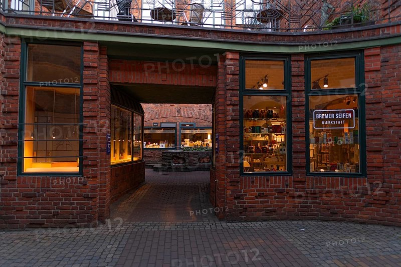 Historic Böttcherstraße in the old town of the Hanseatic City of Bremen from the 1920s, example of clinker expressionist architecture, artistic design, brick architecture, popular tourist destination