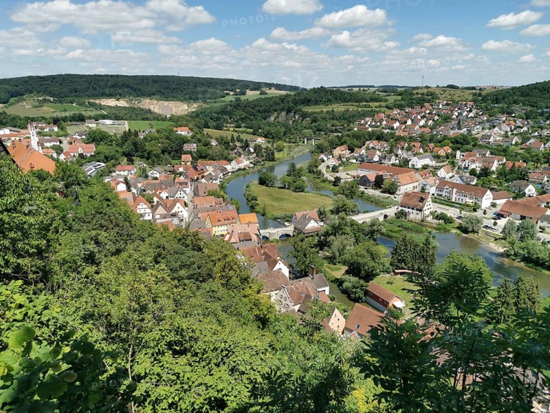 View of the city from above, Harburg, Donau-Ries district, Swabia, Bavaria, Germany