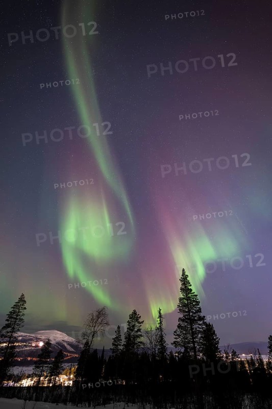 Northern Lights (Aurora borealis), Gällivare, Norrbotten, Lapland, Sweden, December 2024
