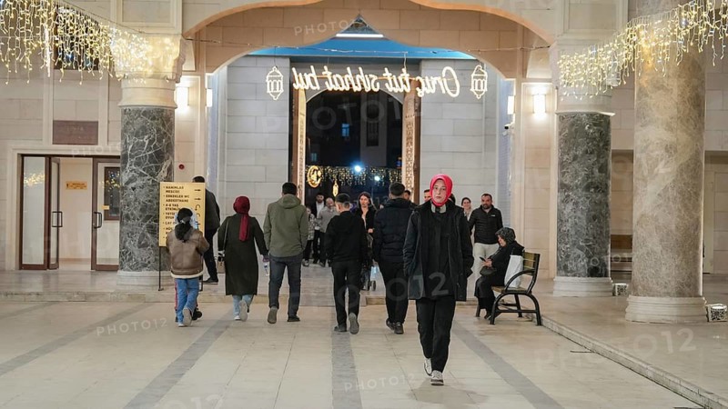 Muslims perform Tarawih prayers at the Millet Mosque, the second largest mosque in Turkey, which is beautifully decorated with festive Ramadan lights amidst a spiritual atmosphere in Gaziantep, Turkey on March 11, 2026, Gaziantep, Turkey