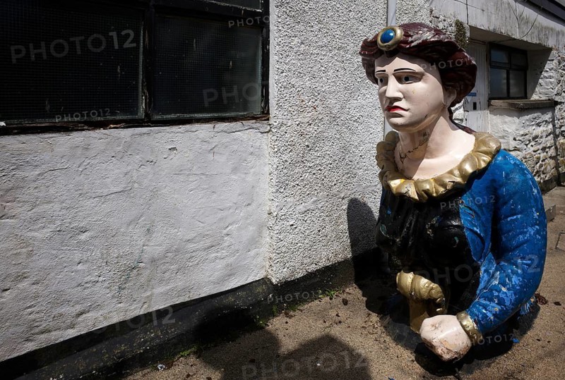 Former wooden figurehead, lucky charm, harbour, Falmouth, Cornwall, England, Great Britain