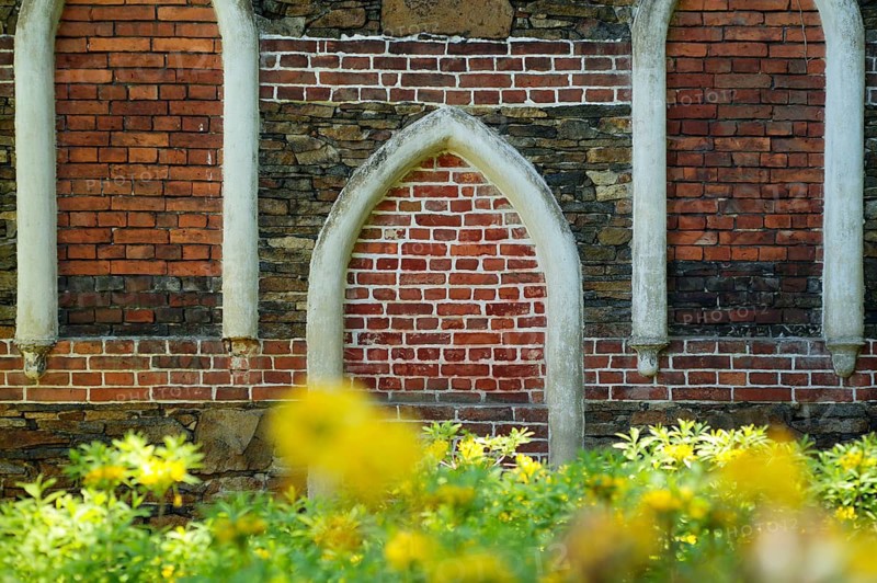 Facade, brick façade, bricks, former cowshed, Wörlitzer Park, Wörlitzer Anlagen, Wörlitz, Oranienbaum, Saxony-Anhalt, Germany