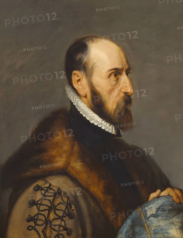 Abraham Ortelius, 1527 – 1598, Flemish scholar, cartographer, geographer and cosmographer, digitally edited based on a historical painting by Peter Paul Rubens, 1633