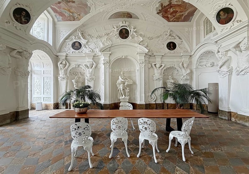 The Kaisersaal designed as a sala terrana, historic rooms in the city palace, today town hall, also used as a wedding room, Fulda, East Hesse, Hesse, Germany