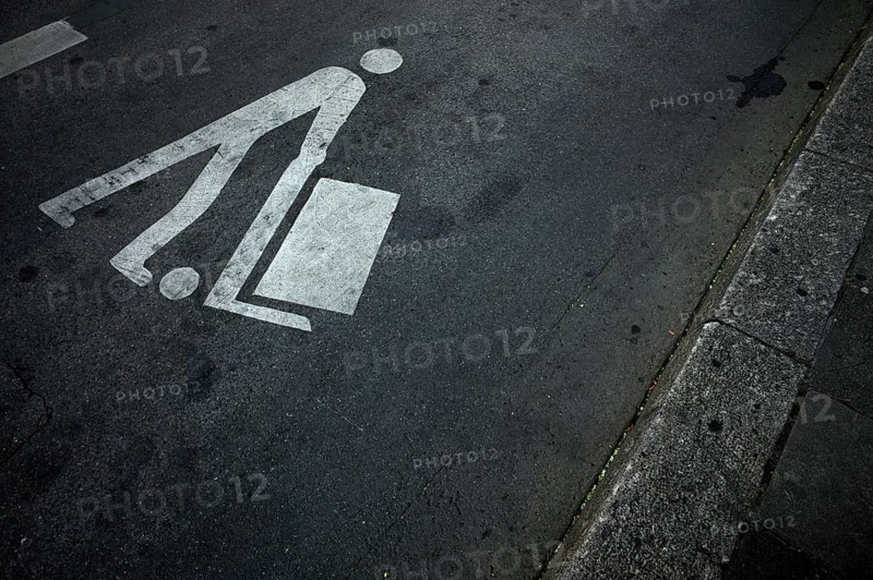 Loading zone, pictogram on road, asphalt, logo, sign, Stuttgart, Baden-Württemberg, Germany