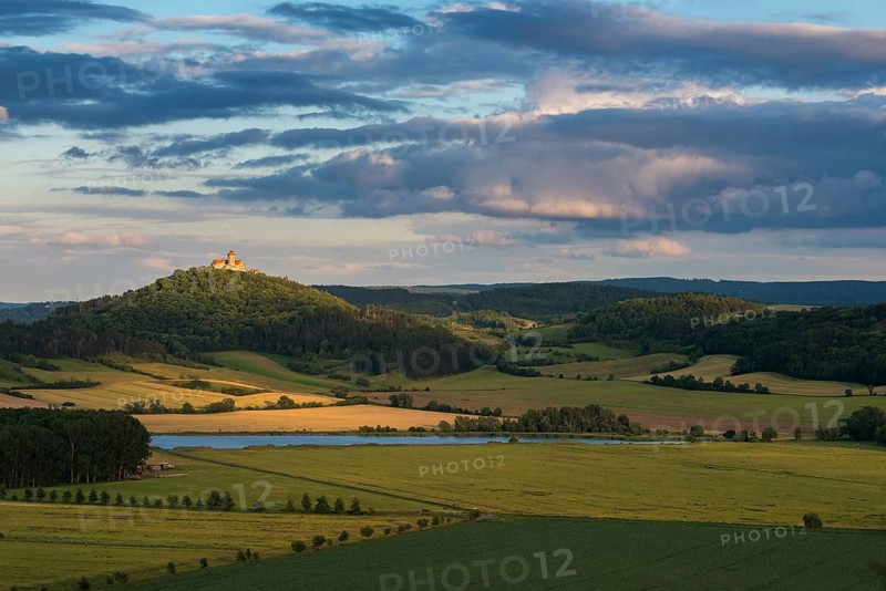 Germany, Thuringia, Thuringia, Thuringian Basin, Wachsenburg Castle, cultivated landscape, landscape, summer