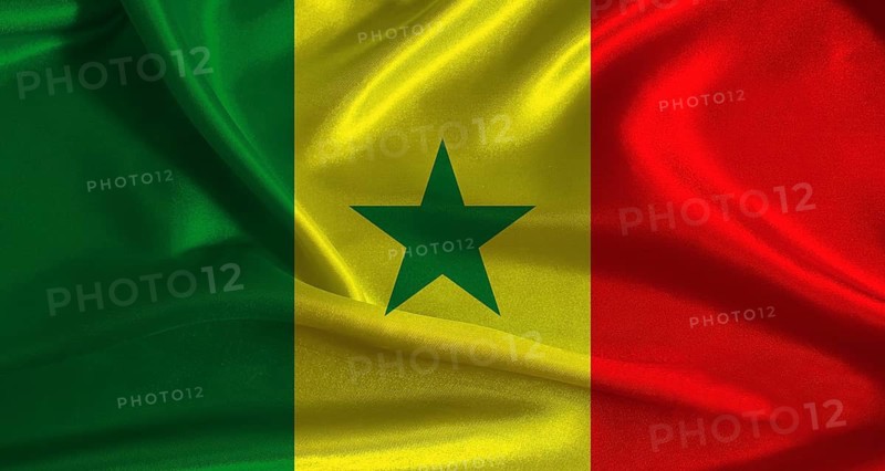 Senegal flag with cloth textured background. National flag of Senegal with realistic texture