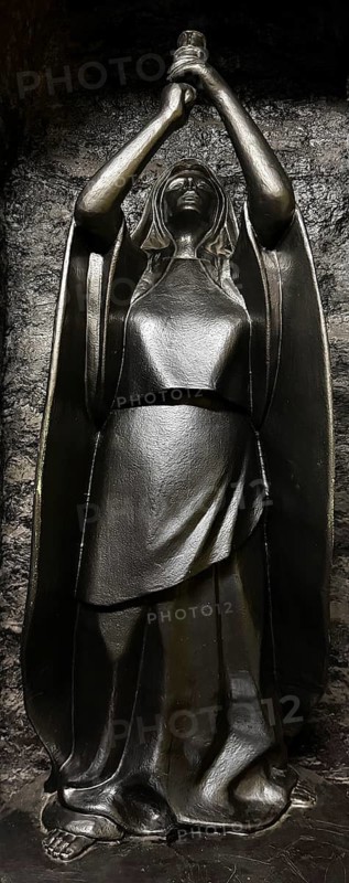 Saint Barbara sculpture by Detlef Wölfel, exhibition mine, German Mining Museum, Bochum, Ruhr region, North Rhine-Westphalia, Germany