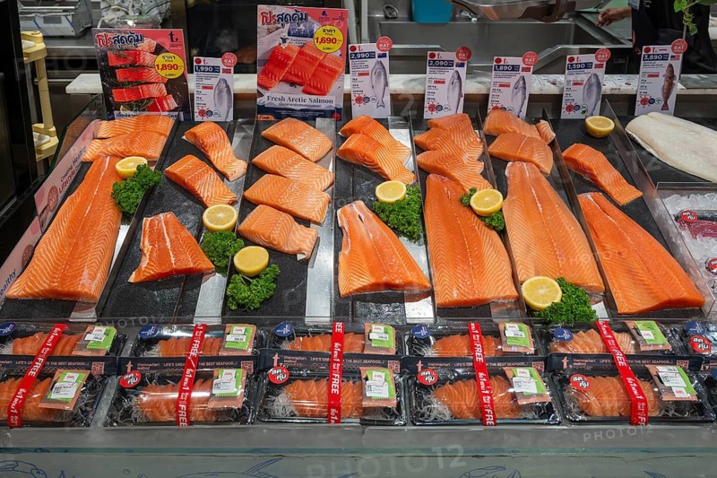 Fish fillets sales rack, Bangkok, Thailand
