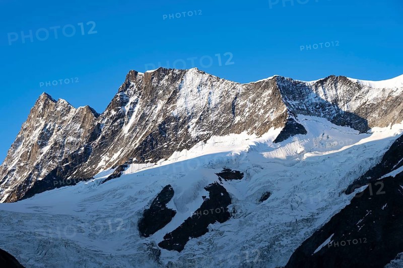 Impressive high-alpine landscape, Finsteraarhorn and Agassizhorn mountain peaks, Bernese Alps, Bernese Oberland, Switzerland