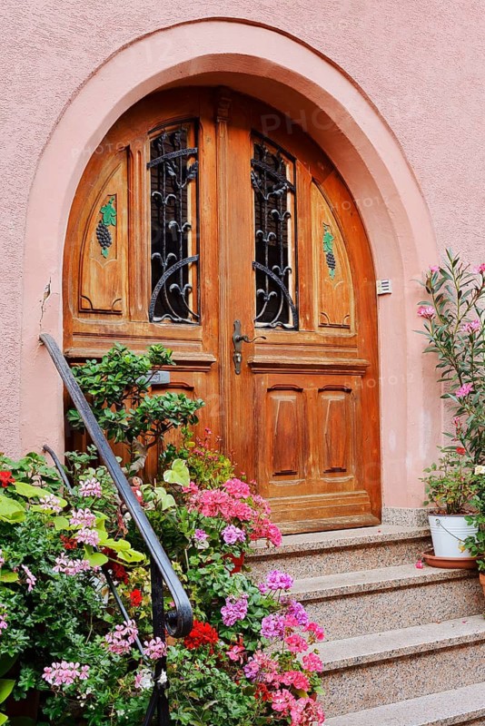 House entrance, Eguisheim, Haut-Rhin, Alsace, Grand Est, France