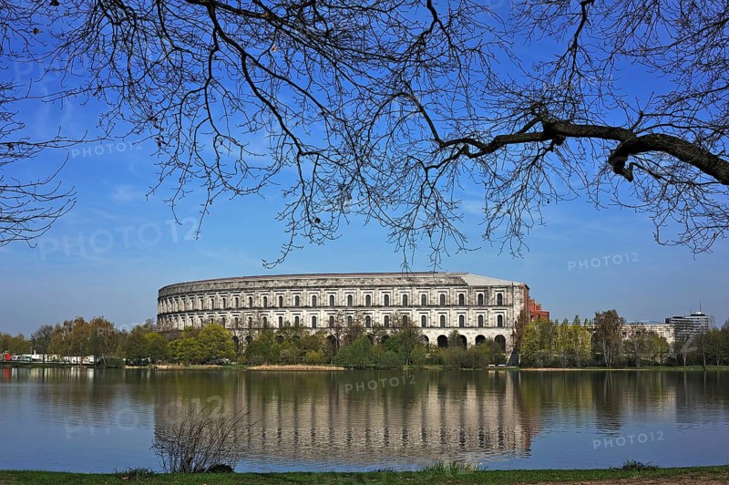 General view of the former incomplete Congress Hall of the NSDAP 1933-1945, front the Dutzenteich, Documentation Center, Reichsparteitagsgelände, Bayernstraße 110, Nuremberg, Middle Franconia, Bavaria, Germany