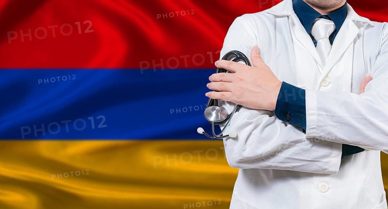 Armenian national health system, Medical professional holding sthetoscope isolated