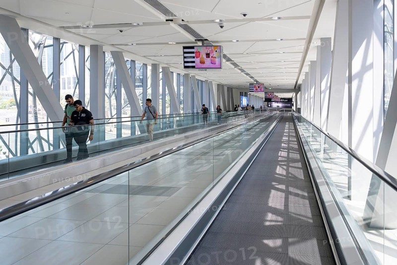 Pedestrian joint tunnel with treadmill, Dubai, United Arab Emirates, UAE