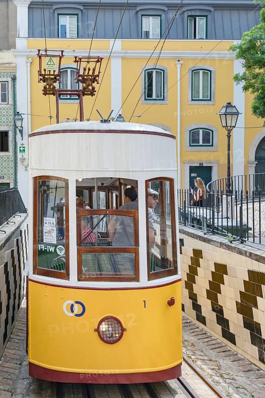 View of the Bica Funicular, Lisbon, Portugal