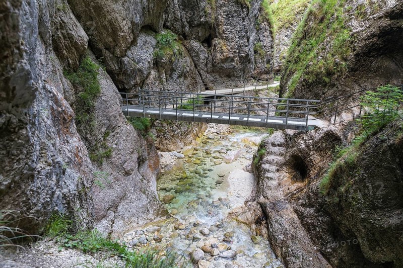 Hiking trail through the Almbach Gorge near Ettenberg, Berchtesgadener Land, Bavaria, Germany
