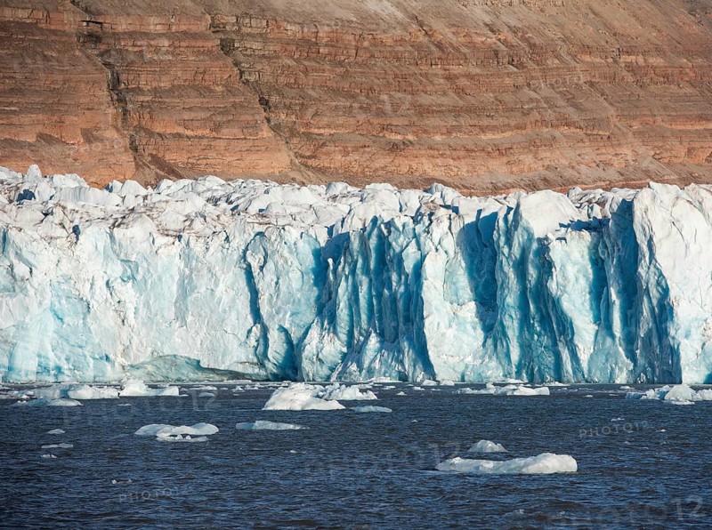 Glacier Ice, Glacier Front, Ossian Sarsfjellet, Kronebreen or Crown Glacier, Kongsfjord or Kongsfjorden, Spitsbergen archipelago, Svalbard, Norway