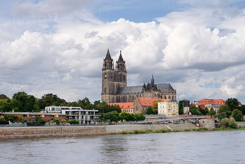 Magdeburg Cathedral and Elbe, Magdeburg, Saxony-Anhalt, Germany