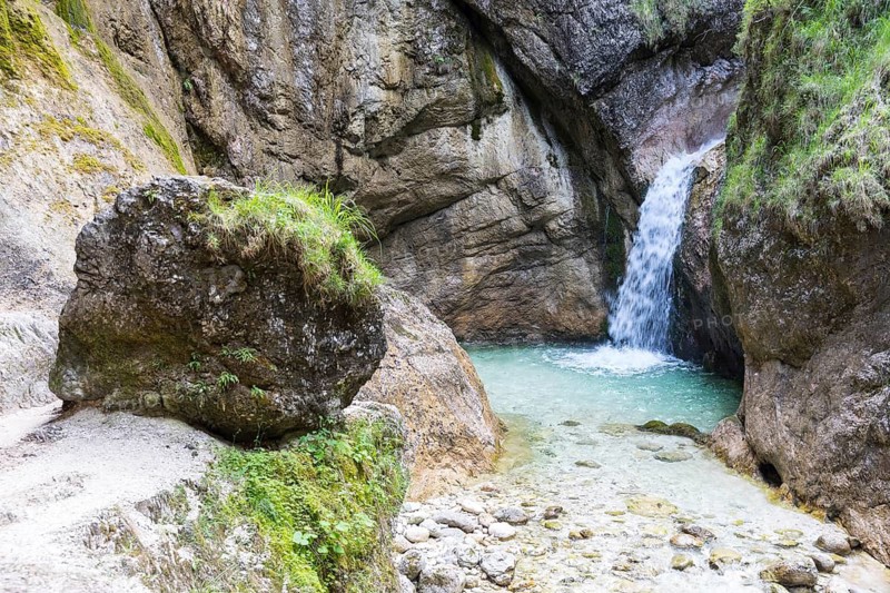 Waterfall in the Almbach Gorge near Ettenberg, Berchtesgadener Land, Bavaria, Germany