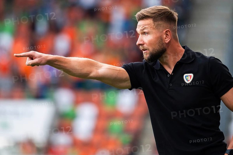 LUBIN, POLAND - JULY 27, 2026: Polish football Top League match between KGHM Zaglebie Lubin vs Piast Gliwice. Daniel Mysliwiec head coach of Piast