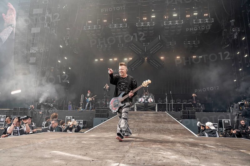 Bass player Brad Walst from the Canadian rock band Three Days Grace live on the Utopia Stage during the Rock im Park Festival on the Zeppelin Field in Nuremberg, Germany on June 5, 2026