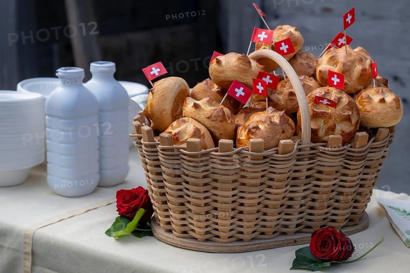 Basket with 1st August Weggen, Kandersteg, Switzerland