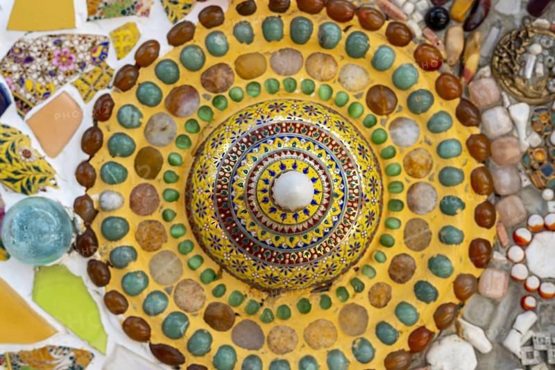 Main chedi (Phra That) decorated with over 5 million colourful mosaic stones and ceramic pieces, Buddhist temple complex Wat Phra That Sorn Kaew, Khao Kho Mountains, Phetchabun Province, Isan, Thailand