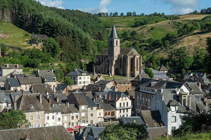 Chaudes-Aigues, spa town, view on the village, Cantal department, Auvergne Rhone Alpes, France