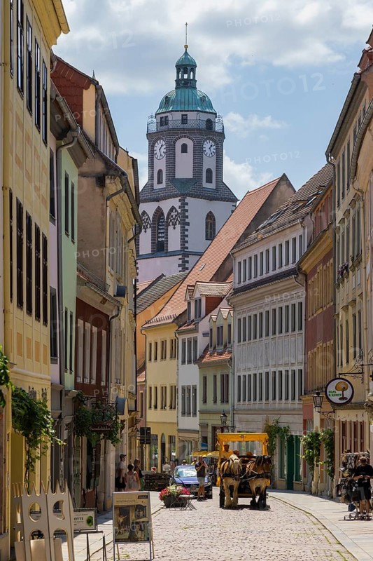 Burgstraße with Church of Our Lady, Meissen, Saxony, Germany