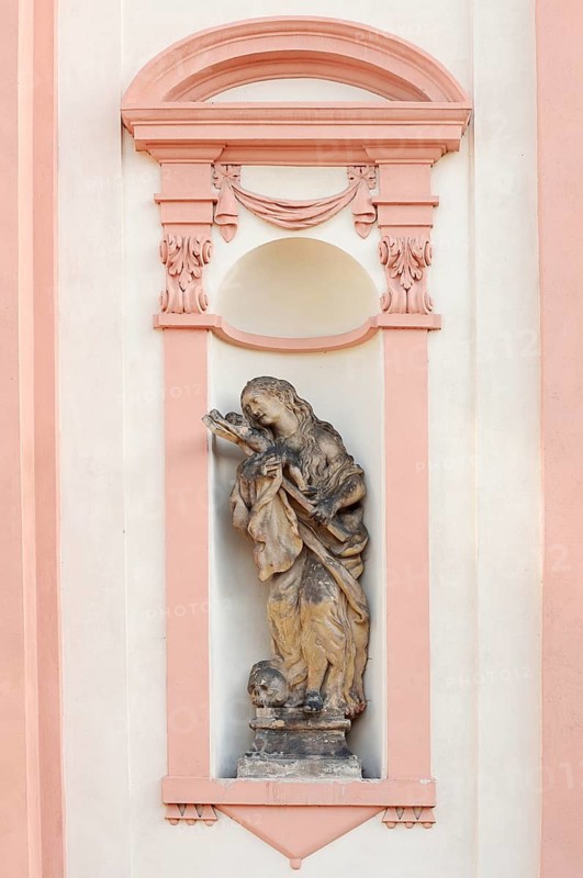 Statue at the Holy Cross Church, Decin or Tetschen, Ustecky kraj, Czech Republic