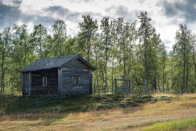 Wooden house, church parlour at Mantojärvi, cemetery, Utsjoki or Ohcejohka, Lapland, Finland