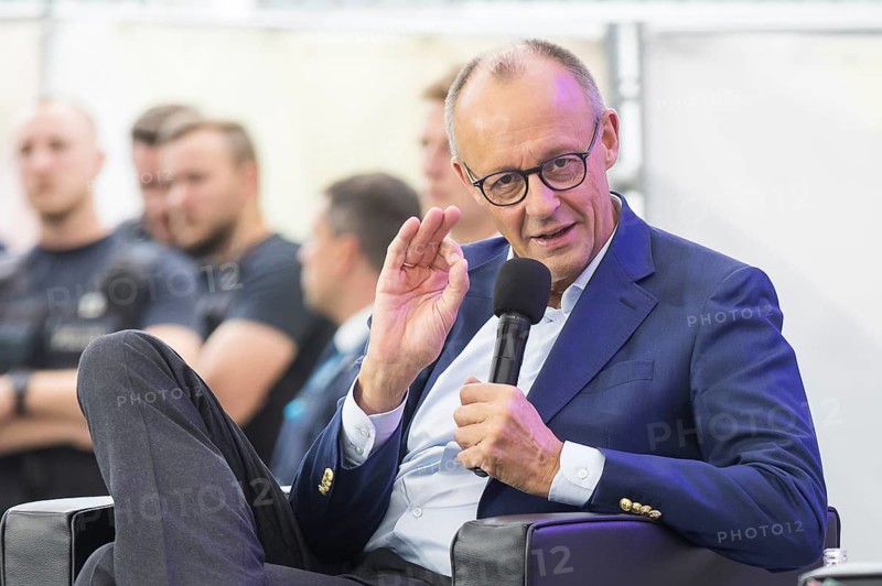 Friedrich Merz (CDU, Chancellor of the Federal Republic of Germany) during a stage talk at the Open Day at the Federal Chancellery in Berlin on 24 August 2025. On 23 and 24 August, the Federal Chancellery, the federal ministries and the Federal Press Office will open their doors to all citizens