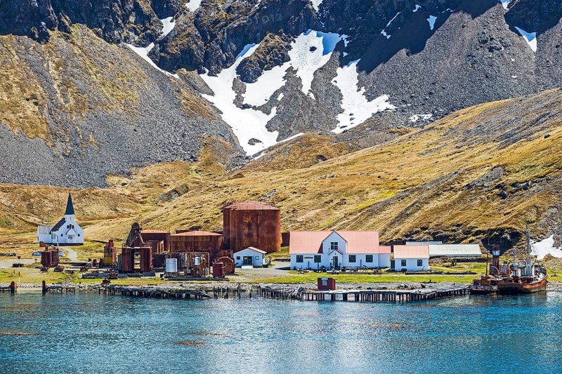 Abandoned Whaling Station and Norwegian Anglican Church, Grytviken, King Edward Cove, South Georgia