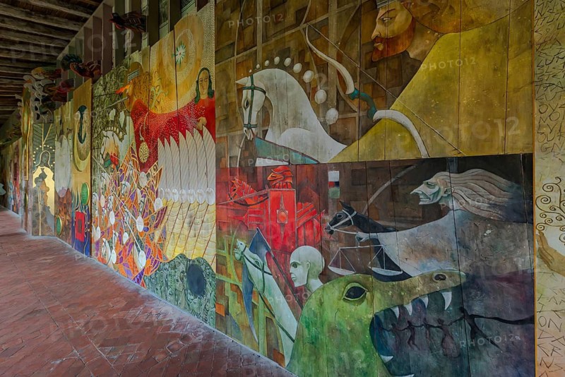 Mural in the cloister of the collegiate church, Eglise Collegiale in Saint Émilion, France
