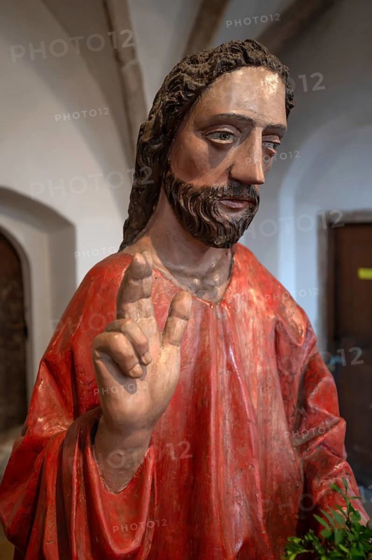 Detail, palm tree around 1500, in the church of the Assumption of Mary, late Gothic hall church, 15th century, Erlach district of Simbach am Inn, Lower Bavaria, Germany