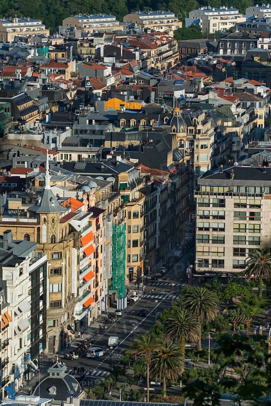 Overview from Mont Urgell to the old town of San Sebastian, Basque Country, Spain